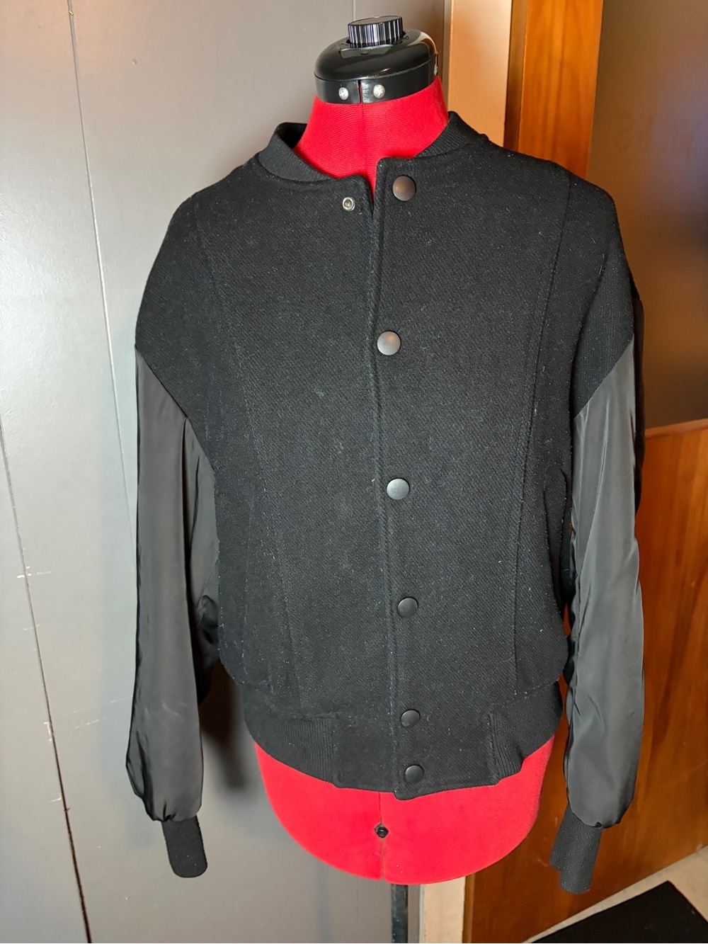 Zara Black Varsity-Style Bomber Jacket
